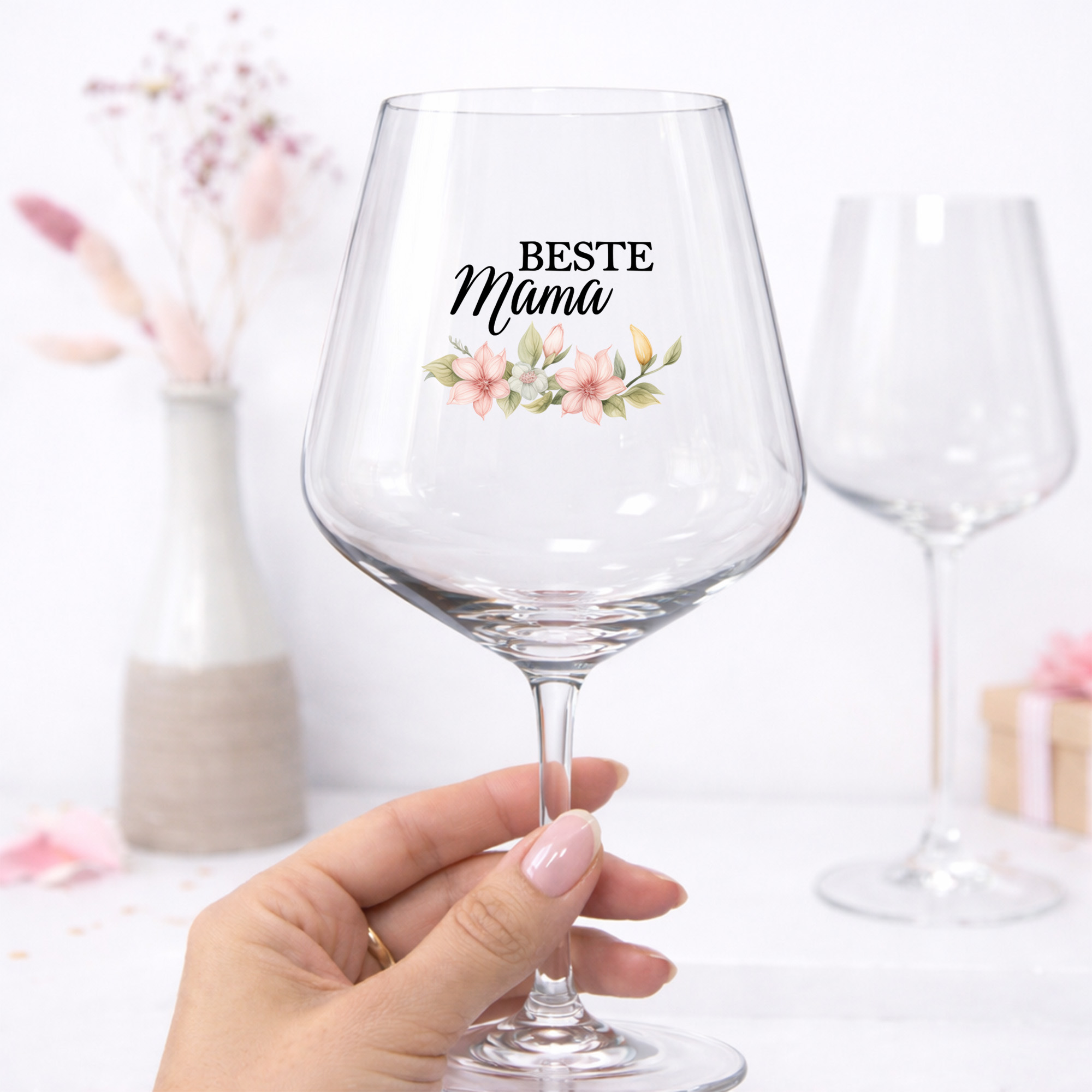 Beste Mama Weinglas | Spiegelau Weinglas bedruckt | Muttertagsgeschenk Mama | Geschenk für Mama Geburtstag | Blumen Geschenkidee Weihnachten