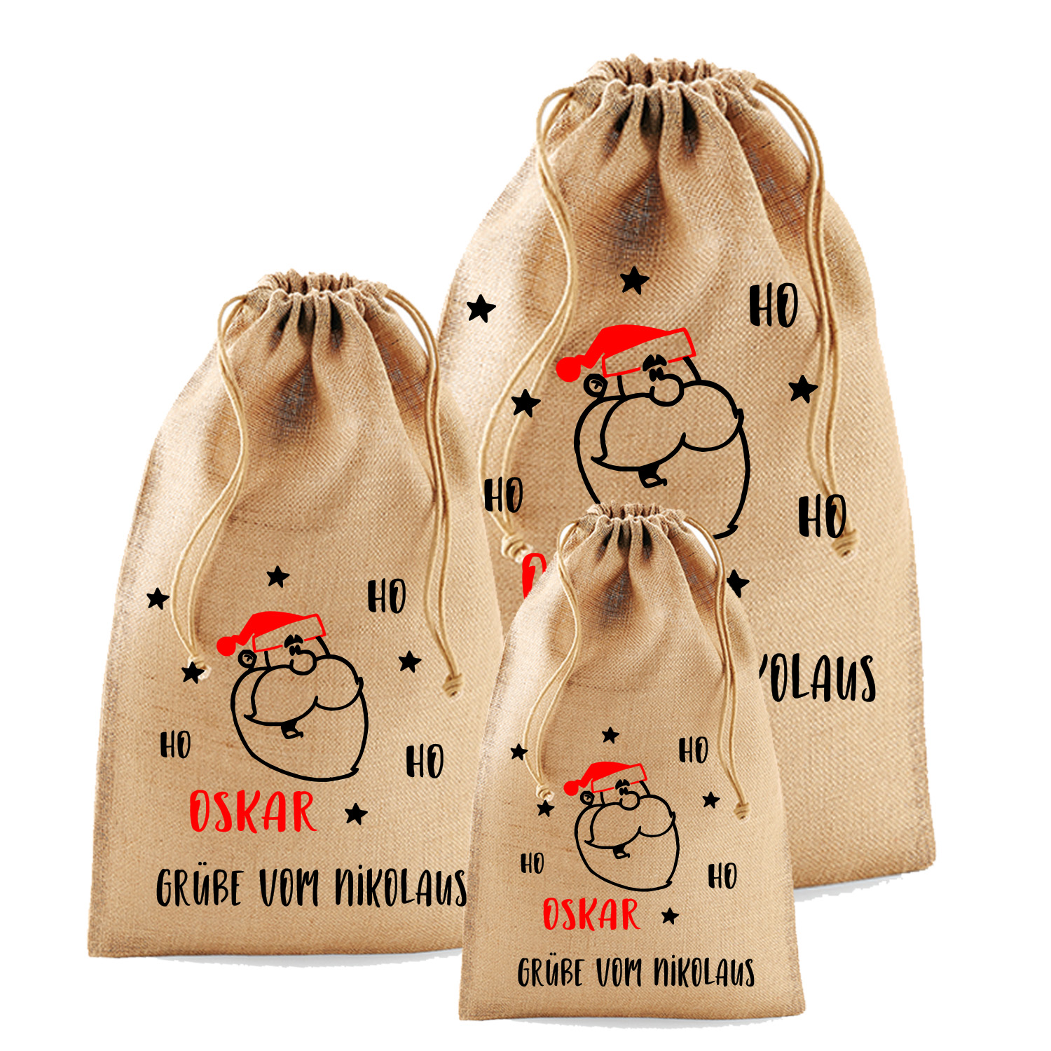 Jute-Nikolaussäckchen Weihnachtsmann | XS - L Kopie