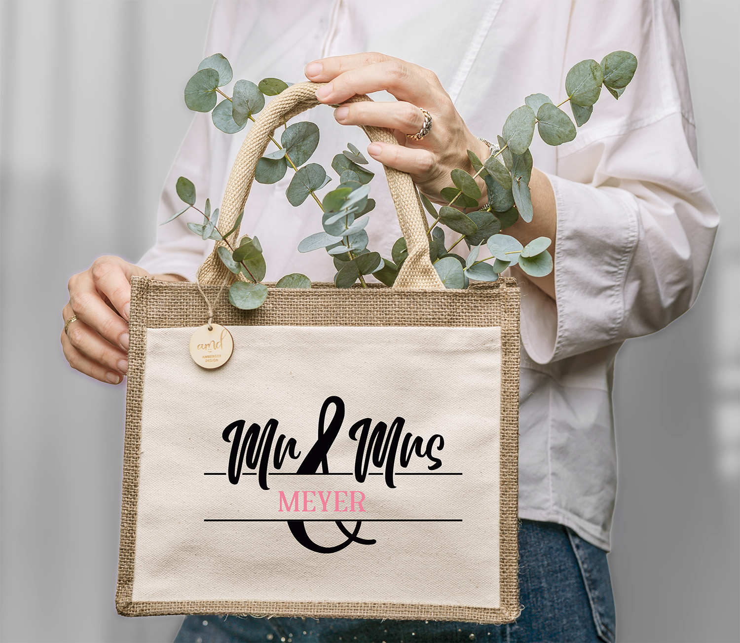 Personalisierte Jute-Tasche „Mrs & Ms“ – Hochzeitsgeschenk mit Wunschname