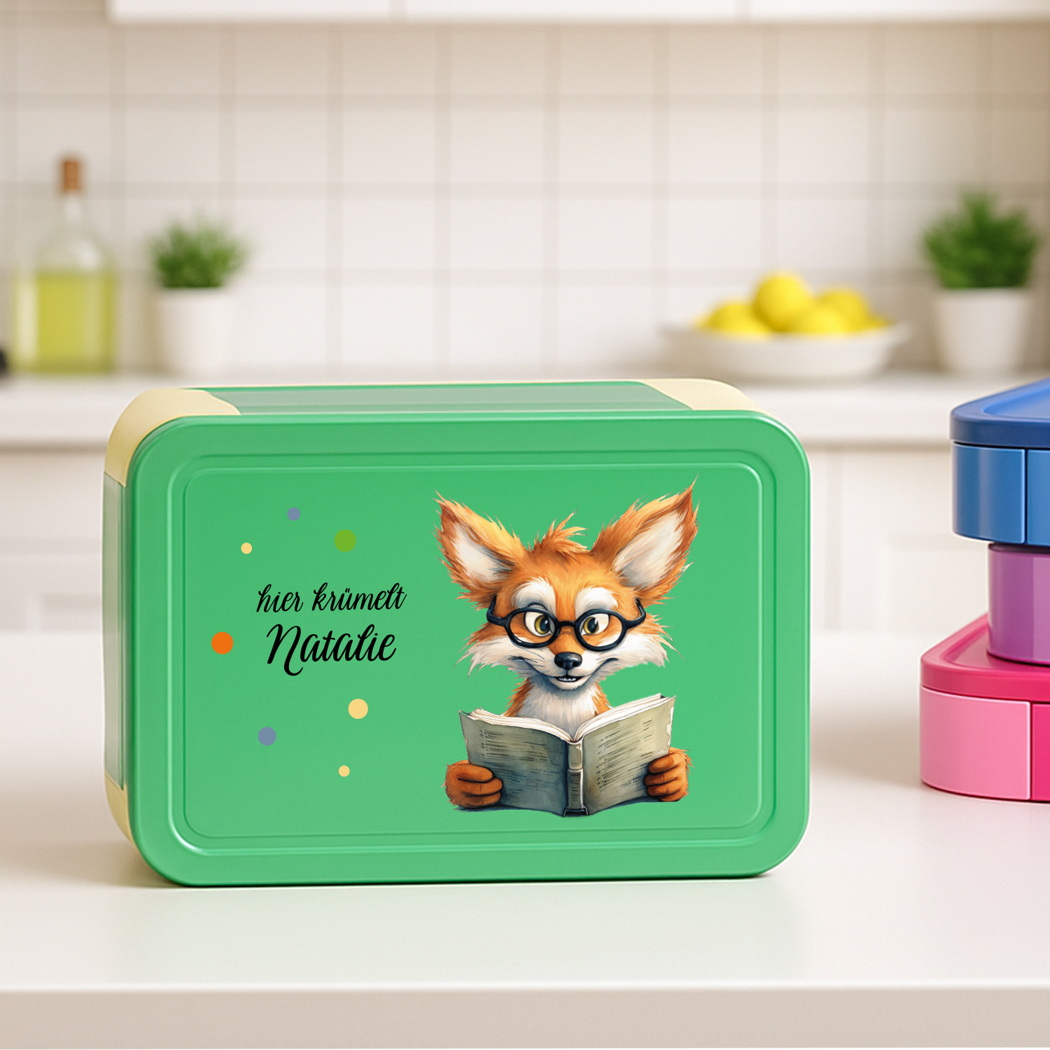 Personaliserte Brotdose Fuchs mit Name 