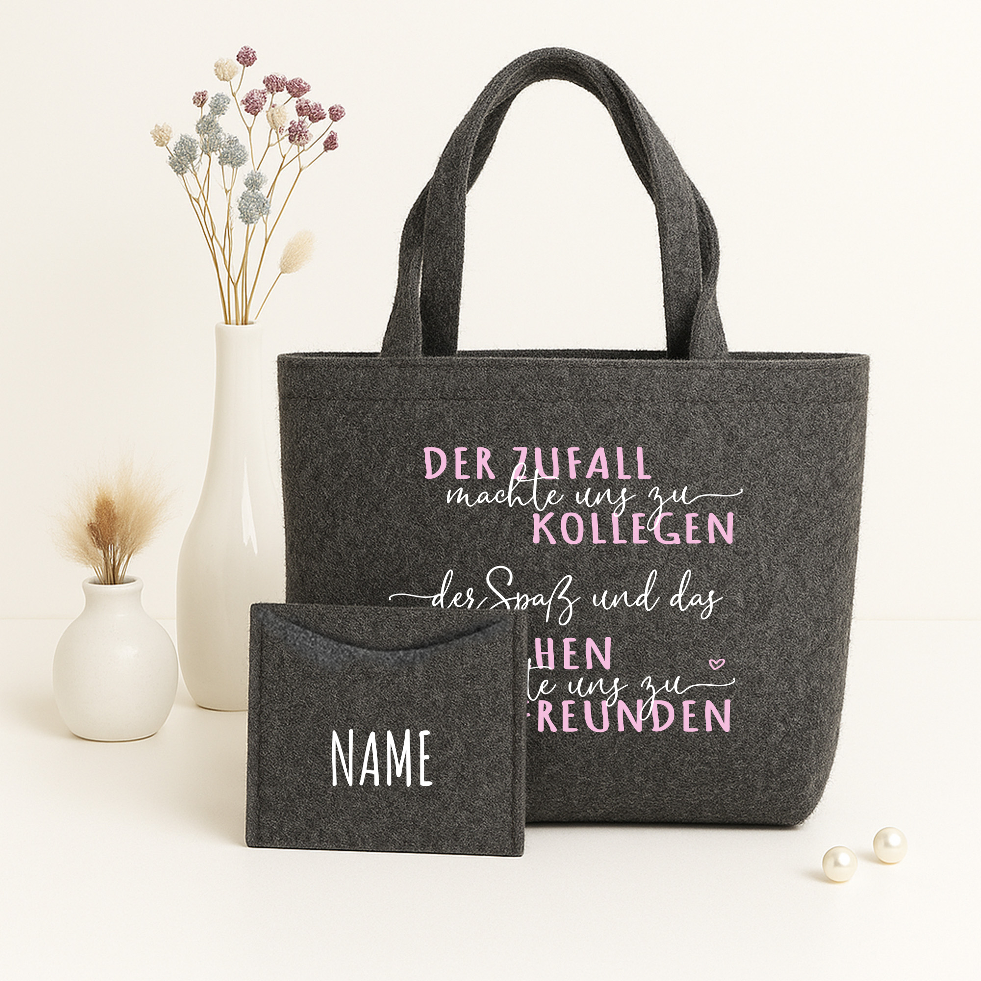 Filztasche nachhaltiger Shopper inkl. Innentasche Geschenk | Druck Kollegin 