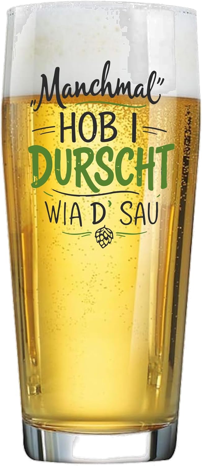 Personalisiertes Bierglas mit lustigem Spruch – „Hob i Durscht wia d Sau“ – Geschenk für Männer, Vatertag, Papa 