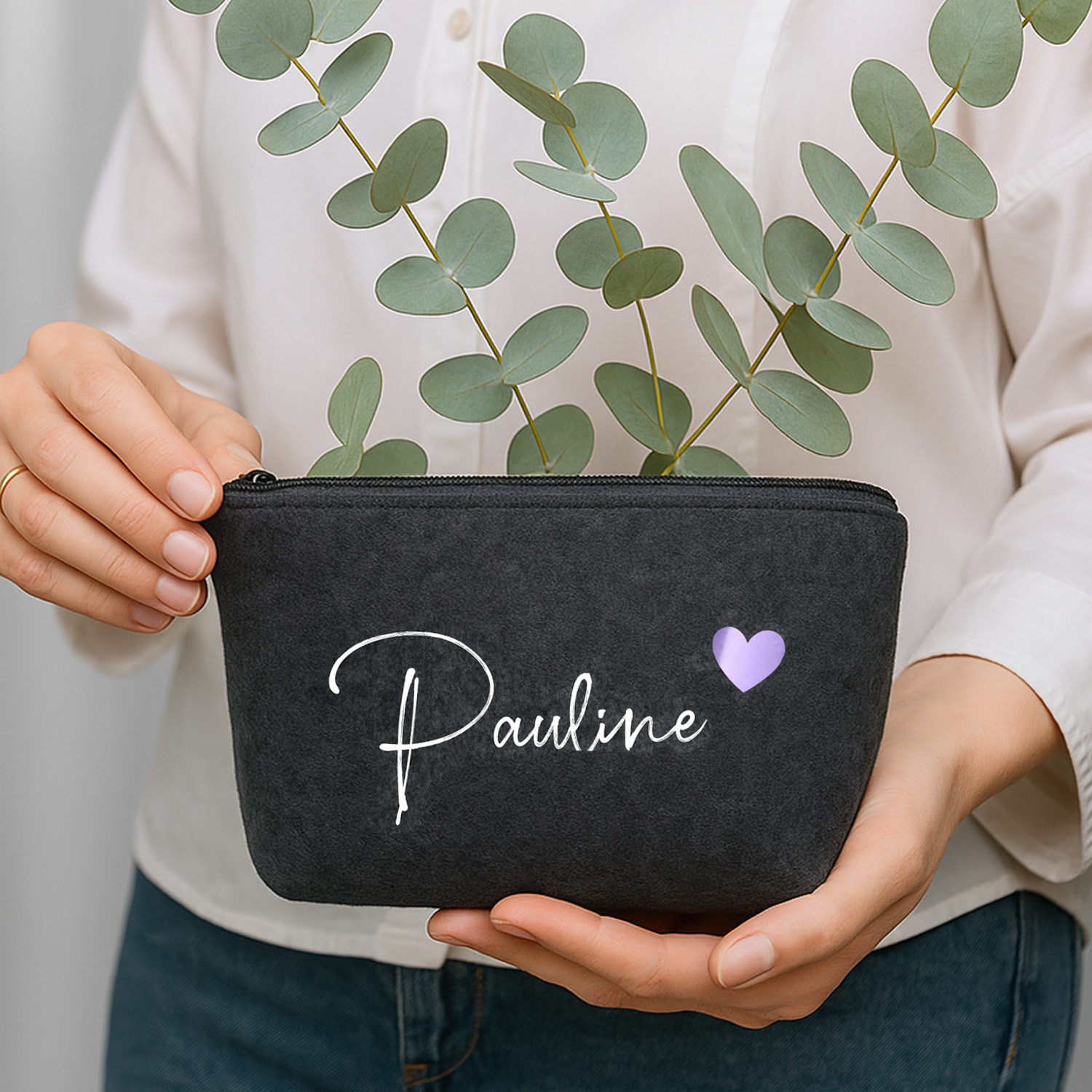 Kosmetiktasche Filz - bedruckt mit deinem Namen | Herz | Tierpfote | Note | Beutel-mit-Name | Schminktasche-Mädchen Gr. S&M