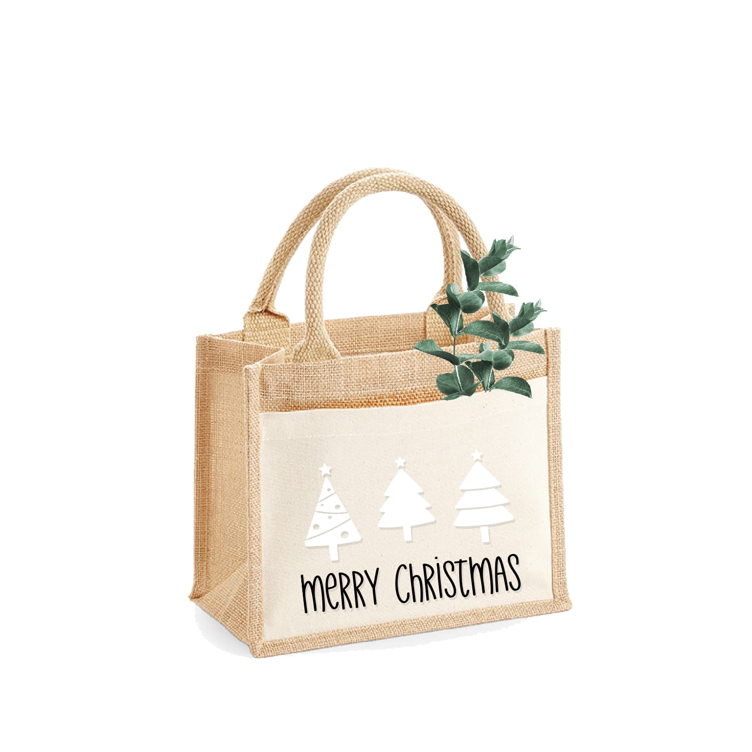 Jute-Tasche Merry Christmas Bäume | Größe S