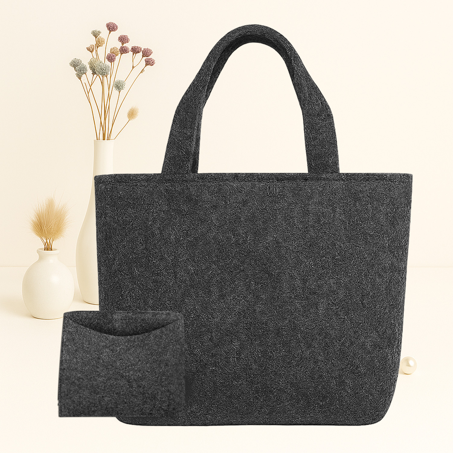 Große Filztasche Grau – Individuell mit Ihrem Logo oder Motiv