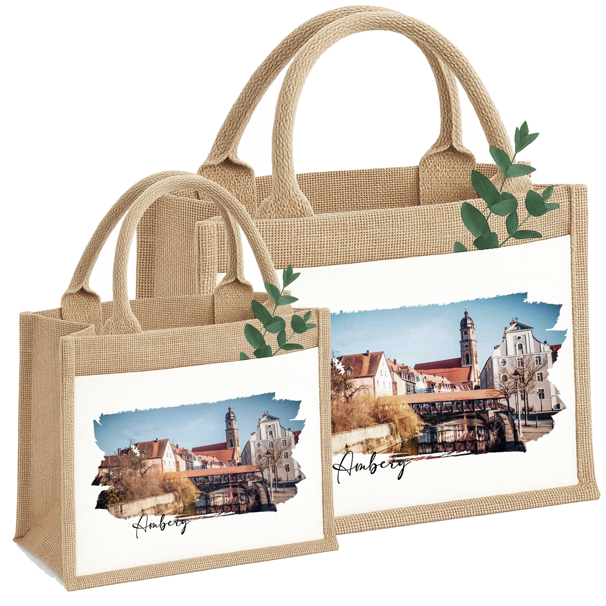  Personalisierte Jutetasche Foto & Wunschtext "Motiv Splash" Geschenk-Tasche individuellem Foto 