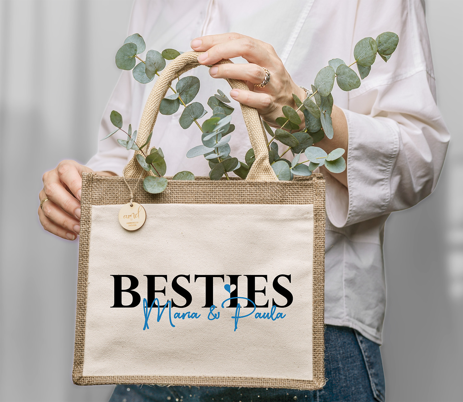  Jute-Tasche Motiv: Besties personalisiert | Beste-Freundin | Größe S & M