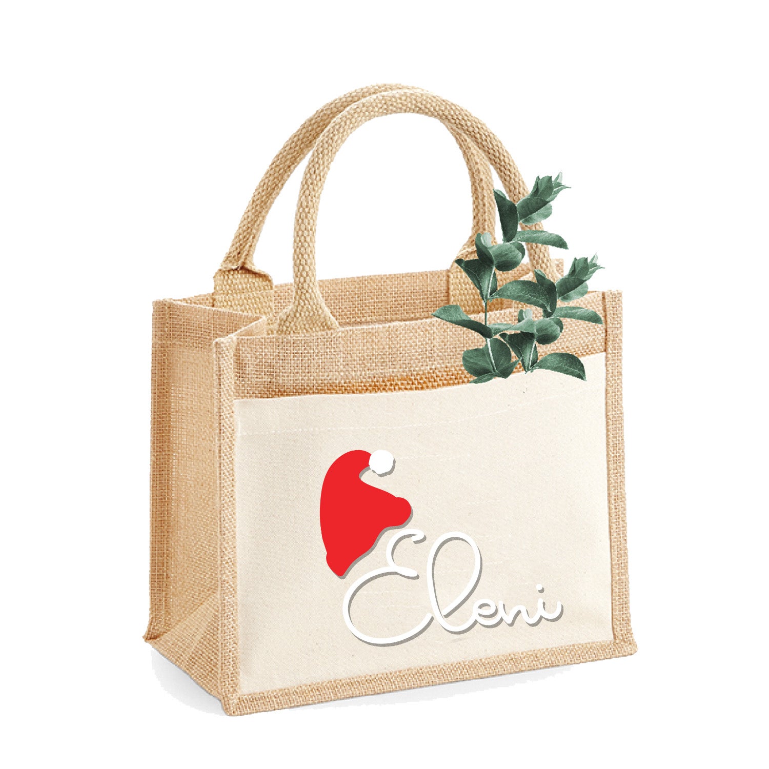 Jute-Tasche Nikolaus-Mütze personalisiert | Größe S