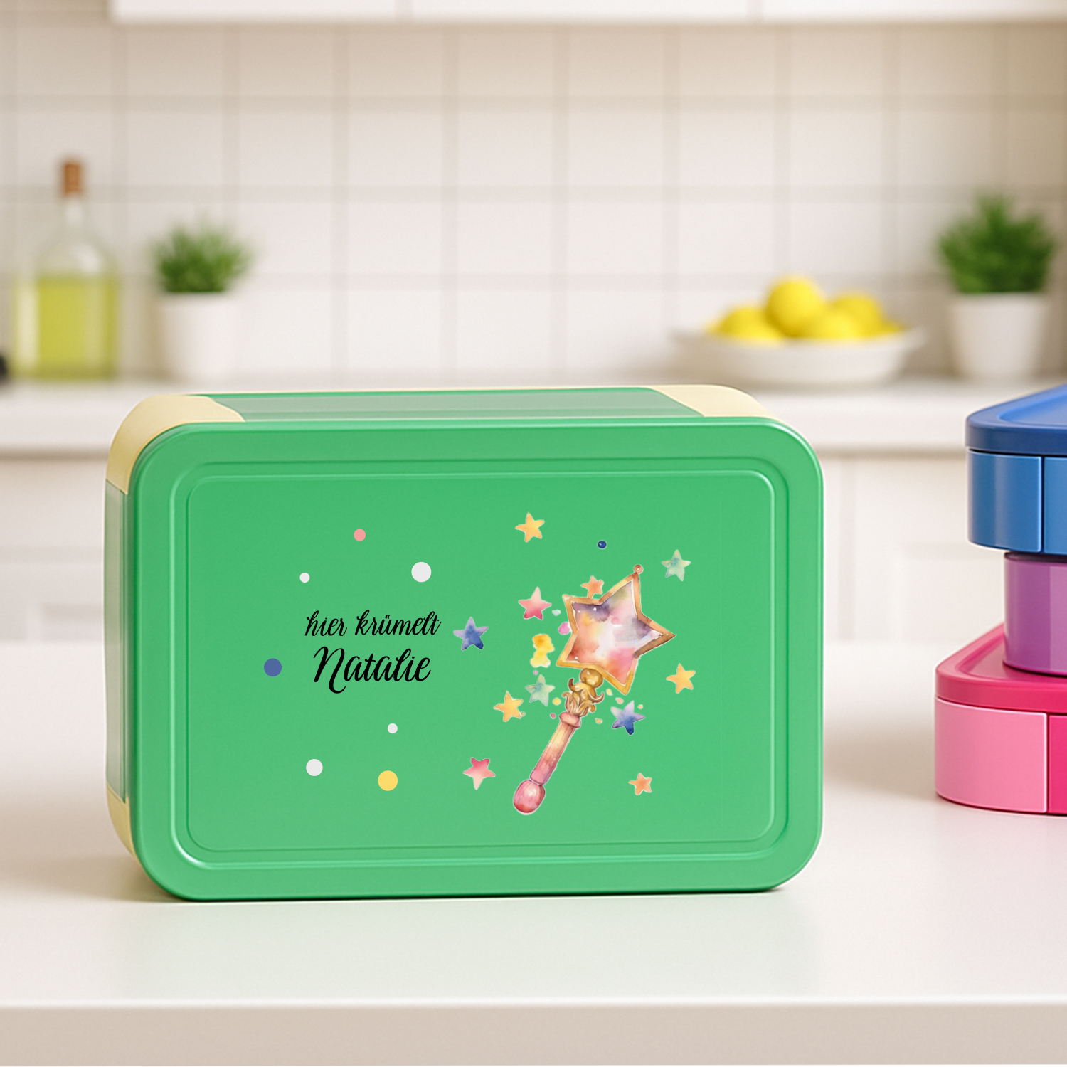 Personaliserte Brotdose Zauberstab mit Name