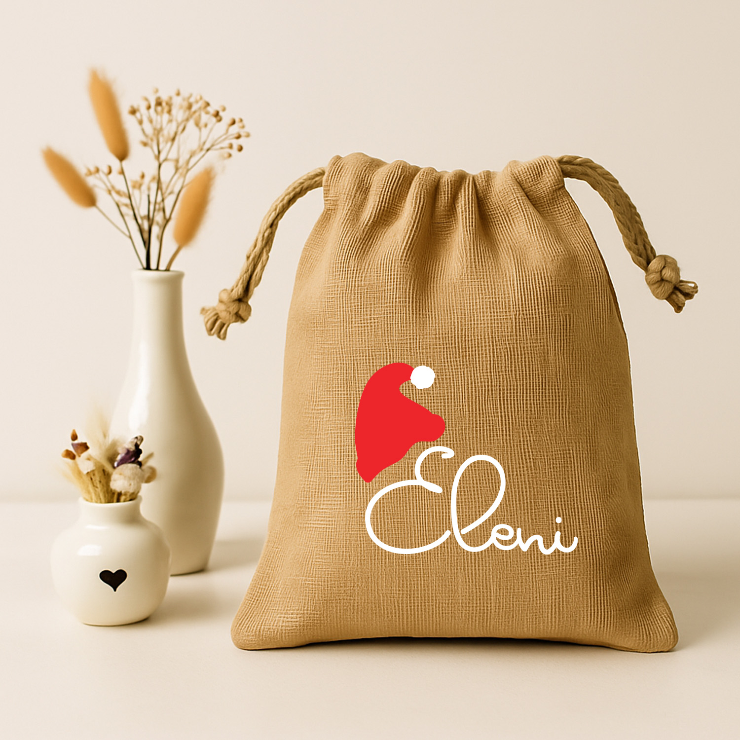 Jute-Nikolaussäckchen Motiv Nikolaus-Mütze in 3 Größen | S - L  