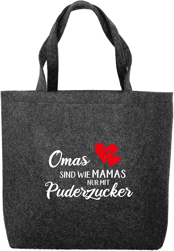 Filztasche grautöne nachhaltiger Shopper inkl. Innentasche Geschenktasche | Druck Omas sind wie Mamas