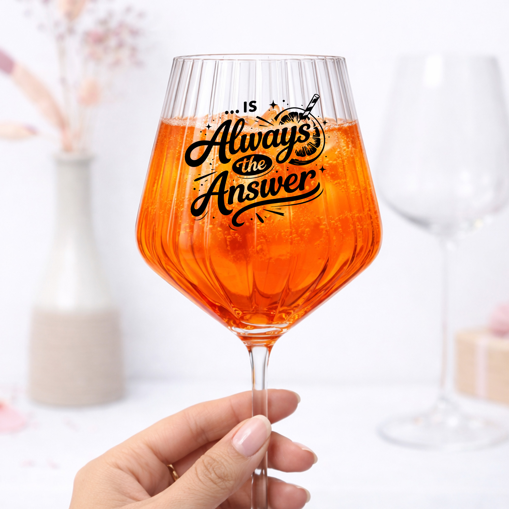 Aperol Spritz Glas mit Spruch „Always the Answer“ – Geschenk Freundin, Sommer Geschenk, Cocktail Glas, Mädelsabend, Aperol Glas