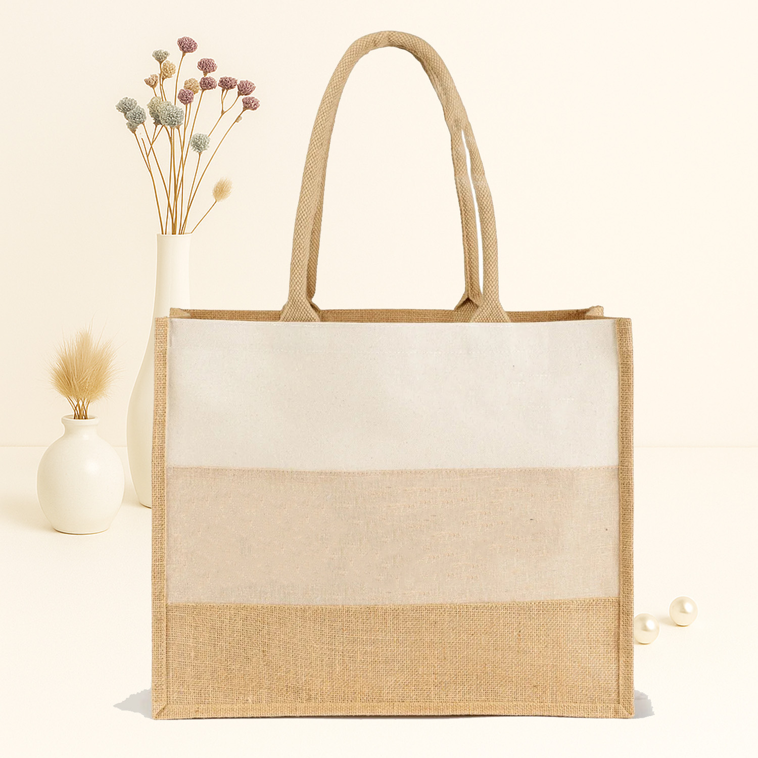 Jute-Tasche 3 farbig Shopper - Individuell mit Ihrem Logo oder Motiv - Größe 35x42x15cm 