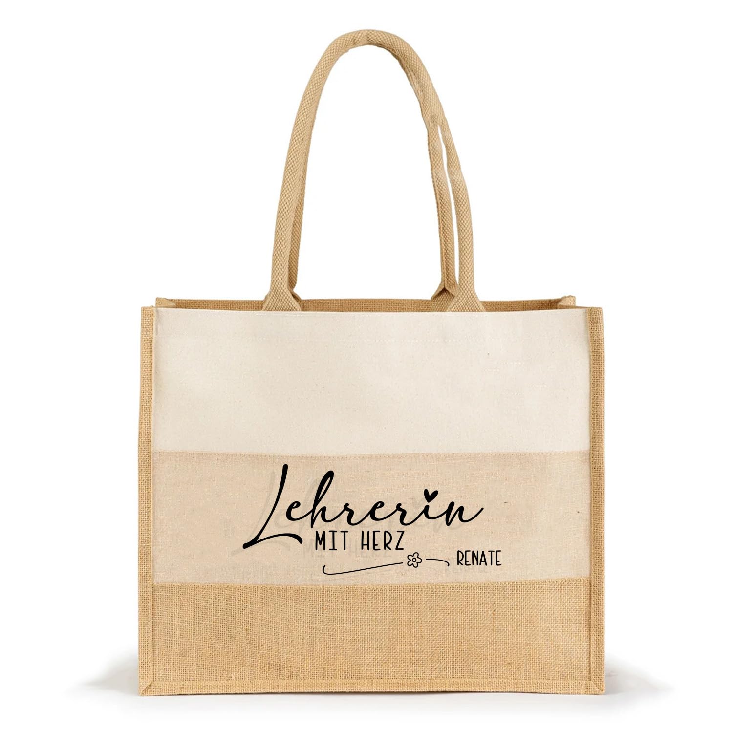 Jute-Tasche Motiv: Schulbegleiterin od Lehrerin etc. bedruckt | personalisiert | PVC frei | Fair |  Reißverschluss Größe 35x42x15cm 