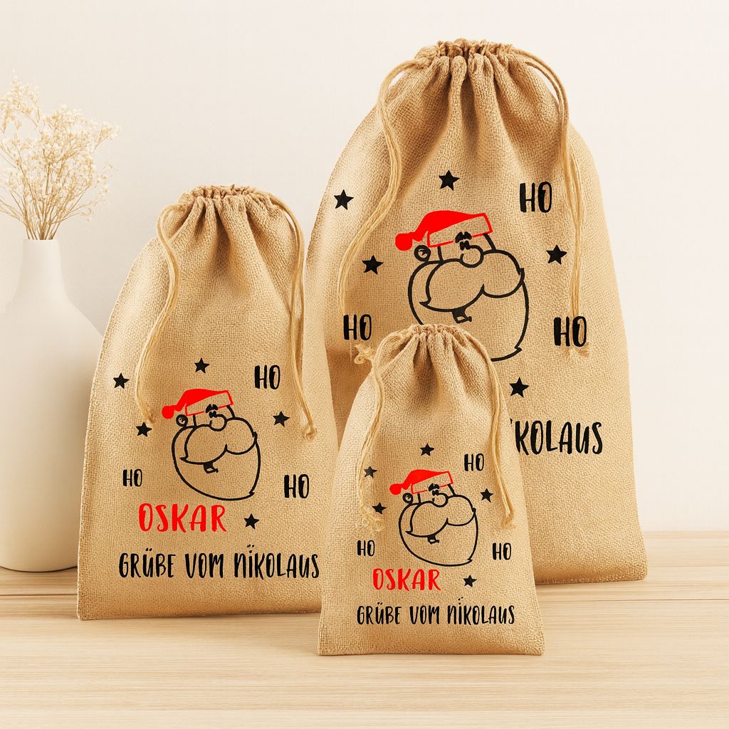 Jute-Nikolaussäckchen Weihnachtsmann | XS - L