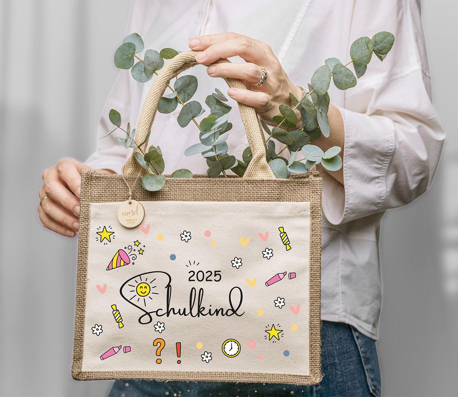 Personalisierte Jute-Tasche „Einschulung“ – mit Namen & Jahr für Mädchen & Jungen