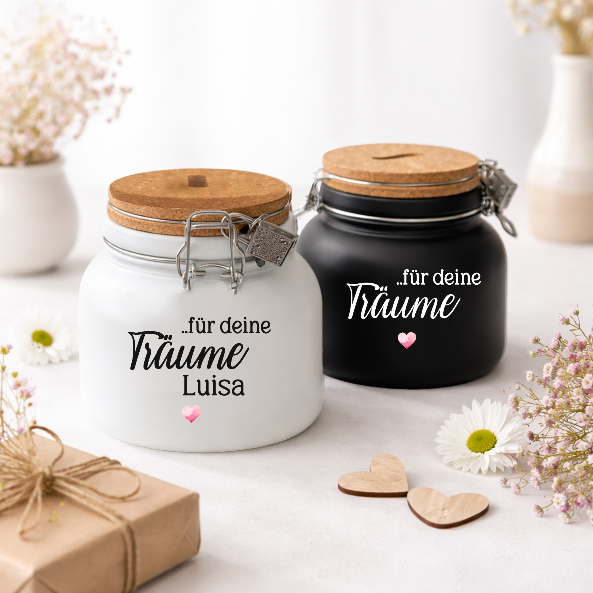 Spardose "Für Deine Träume" Personalisiert mit Name | Geldgeschenk Geburtstag Weihnachten Mädchen Frauen 