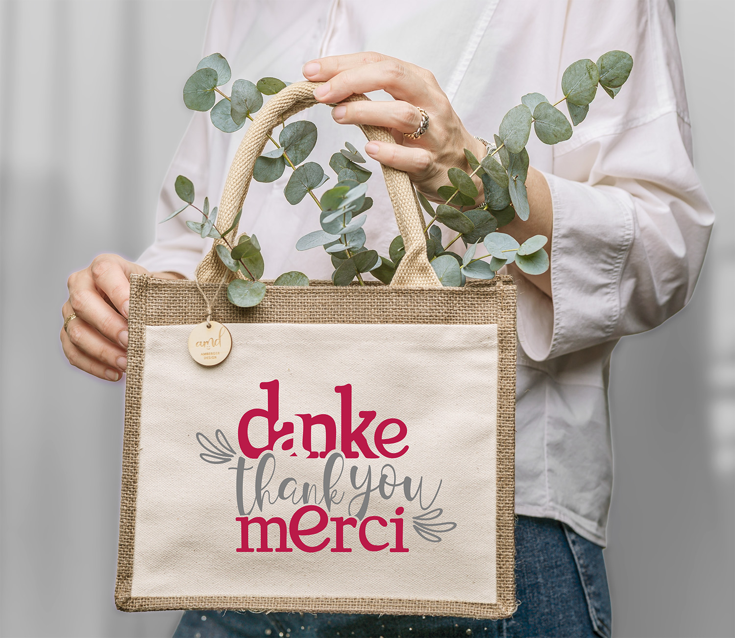 Personalisierte Jute-Tasche „Danke • Thank You • Merci“ – Nachhaltiges Dankeschön Abschied