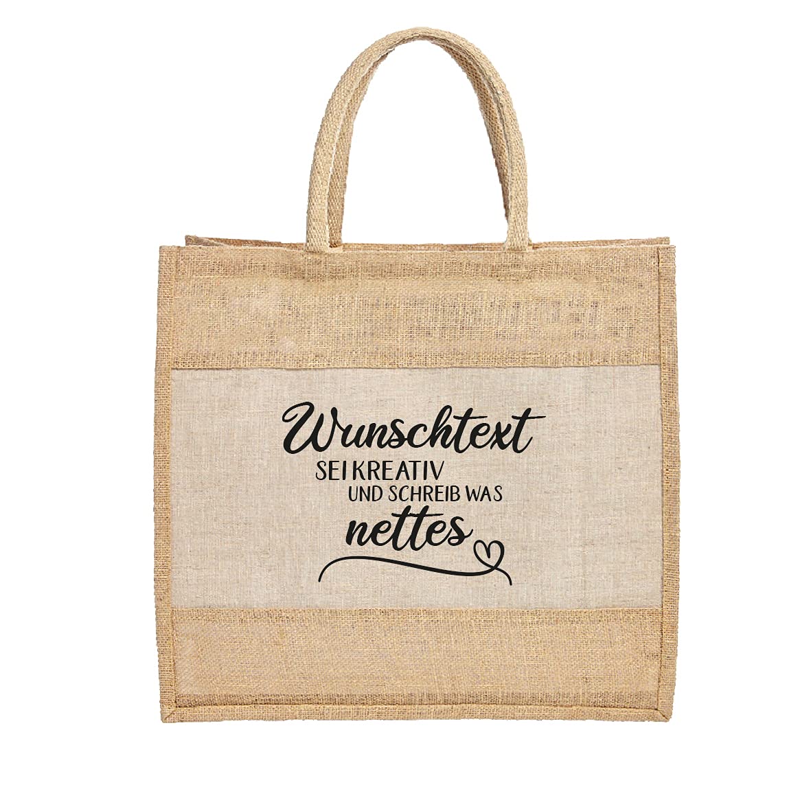 Jute-Tasche Motiv: Wunschtext bedruckt | personalisiert | PVC frei | Reißverschluss Größe 40x40x15cm