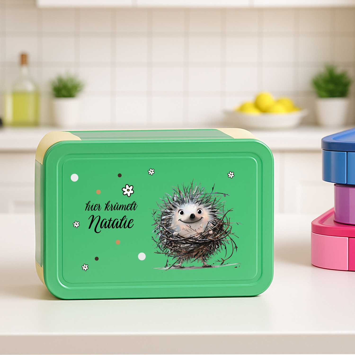 Personaliserte Brotdose Igel mit Name 