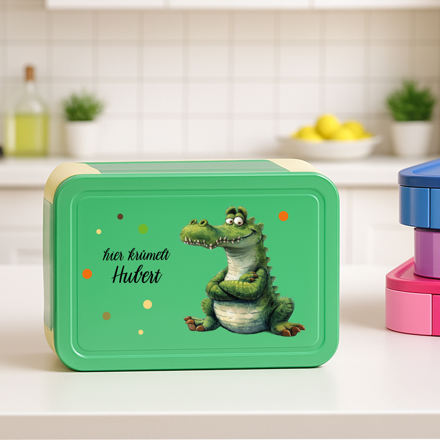 Personaliserte Brotdose Krokodil mit Name 